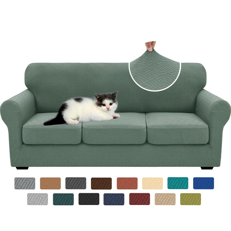 XINEAGE Newest 4 Pieces Couch Covers for 3 Cushion Couch Super Stretch Thick Soft Sofa Cover Anti Slip Sofa Slipcover Dogs Cats Furniture Protector (Pea Green, 71"-91") - Image 1