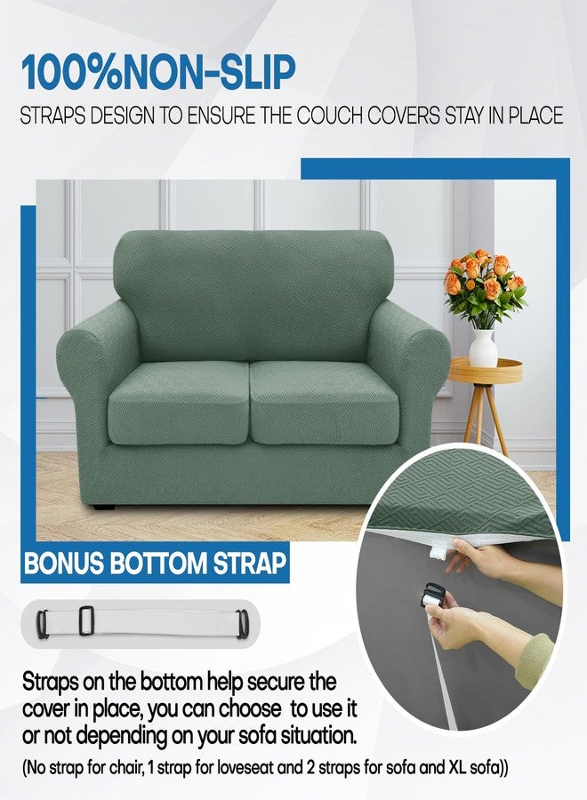 XINEAGE Newest 4 Pieces Couch Covers for 3 Cushion Couch Super Stretch Thick Soft Sofa Cover Anti Slip Sofa Slipcover Dogs Cats Furniture Protector (Pea Green, 71"-91") - Image 5