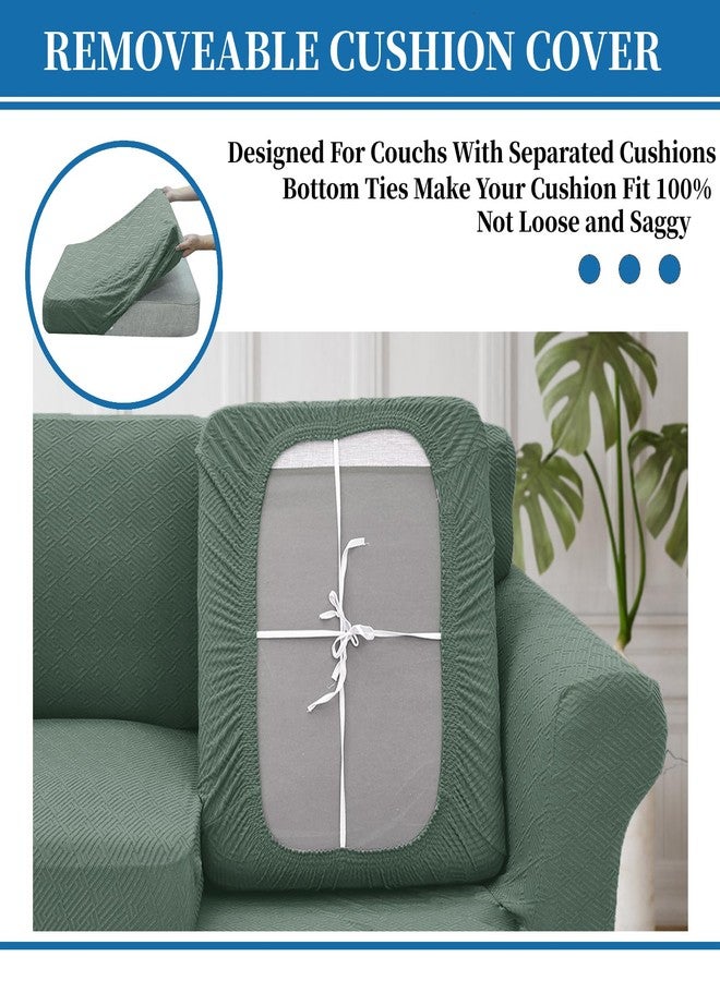 XINEAGE Newest 4 Pieces Couch Covers for 3 Cushion Couch Super Stretch Thick Soft Sofa Cover Anti Slip Sofa Slipcover Dogs Cats Furniture Protector (Pea Green, 71"-91") - Image 4