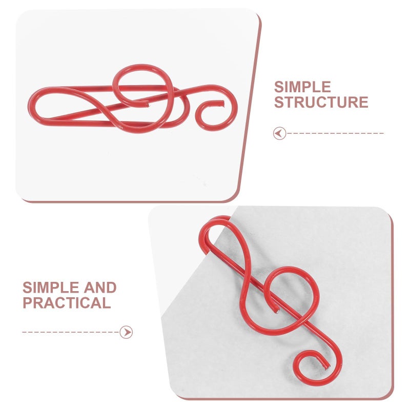 Music Note Shaped Paper Clips 50 Pieces Colorful Cartoon Office School Supplies - Image 4