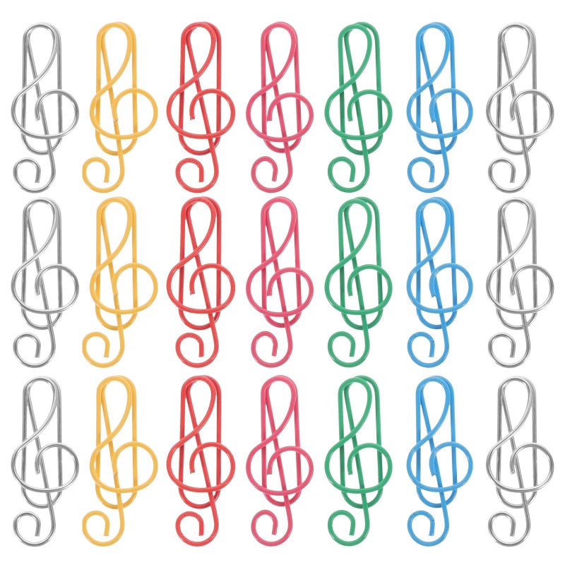 Music Note Shaped Paper Clips 50 Pieces Colorful Cartoon Office School Supplies - Image 2