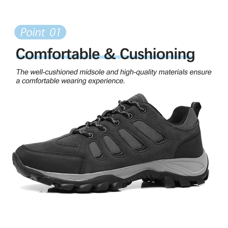 TRAILBLITZ Men's Hiking Shoes Walking Sneakers Outdoor Workout Footwear Non Slip Comfortable Lightweight Breathable Trekking Backpacking Trail Running (10.5 Menï¼ŒBlackGray) - Image 3