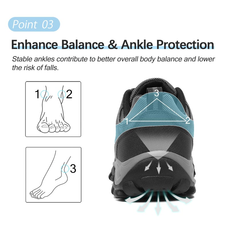 TRAILBLITZ Men's Hiking Shoes Walking Sneakers Outdoor Workout Footwear Non Slip Comfortable Lightweight Breathable Trekking Backpacking Trail Running (10.5 Menï¼ŒBlackGray) - Image 5