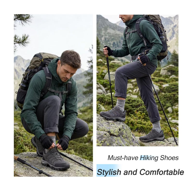 TRAILBLITZ Men's Hiking Shoes Walking Sneakers Outdoor Workout Footwear Non Slip Comfortable Lightweight Breathable Trekking Backpacking Trail Running (10.5 Menï¼ŒBlackGray) - Image 2