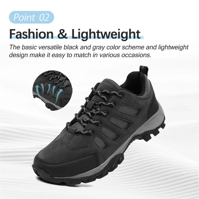 TRAILBLITZ Men's Hiking Shoes Walking Sneakers Outdoor Workout Footwear Non Slip Comfortable Lightweight Breathable Trekking Backpacking Trail Running (10.5 Menï¼ŒBlackGray) - Image 4