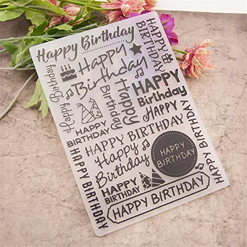 WooYangFun Welcome to Joyful Home 1PC Happy Birthday Background Embossing Folder for Card Making Floral DIY Plastic Scrapbooking Photo Album Card Paper DIY Craft Decoration Template Mold