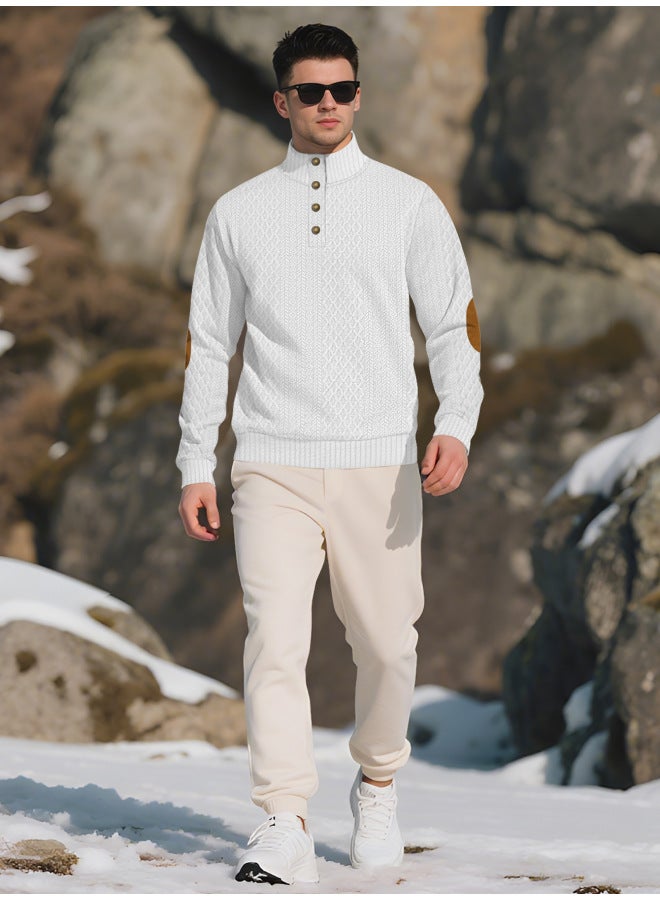 سبرينغ سترة ربيع وخريف للرجال، ياقة واقفة، أكمام طويلة، كنزة جاكار محبوكة، هوديي رياضي خارجي عادي - Image 1