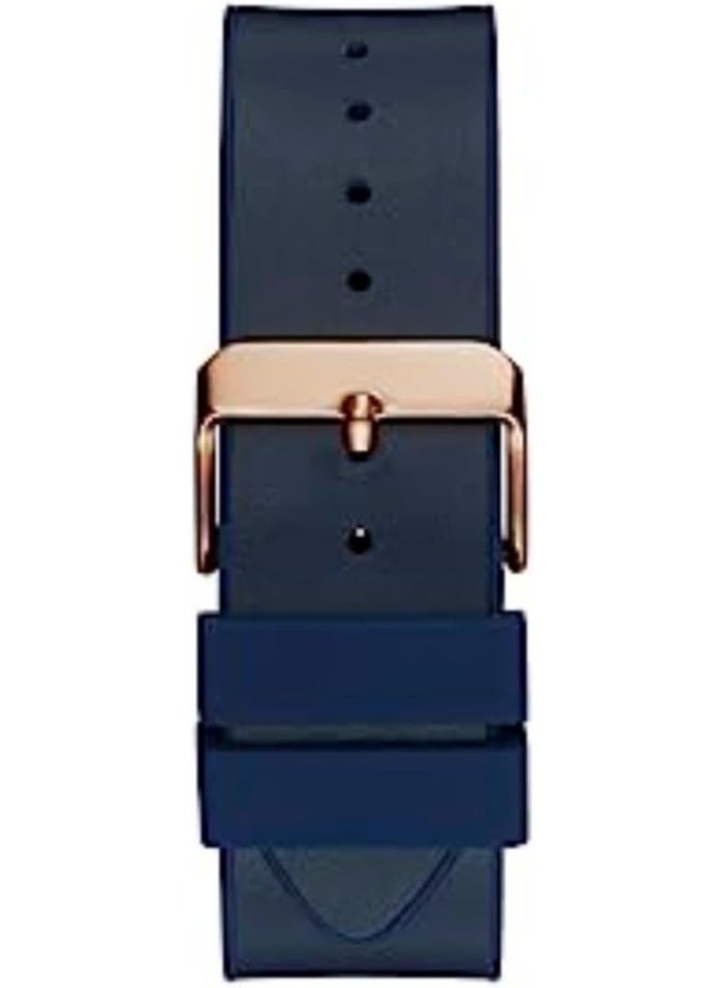 GUESS ساعة GUESS 43x51MM مزينة بالكريستال، أزرق/أزرق/لون الذهب الوردي، فونيكس - Image 4