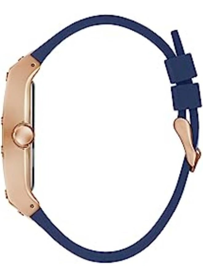 GUESS ساعة GUESS 43x51MM مزينة بالكريستال، أزرق/أزرق/لون الذهب الوردي، فونيكس - Image 3