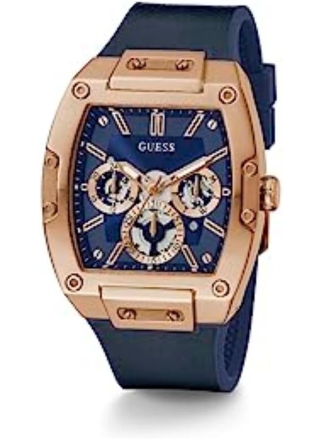 GUESS ساعة GUESS 43x51MM مزينة بالكريستال، أزرق/أزرق/لون الذهب الوردي، فونيكس - Image 2