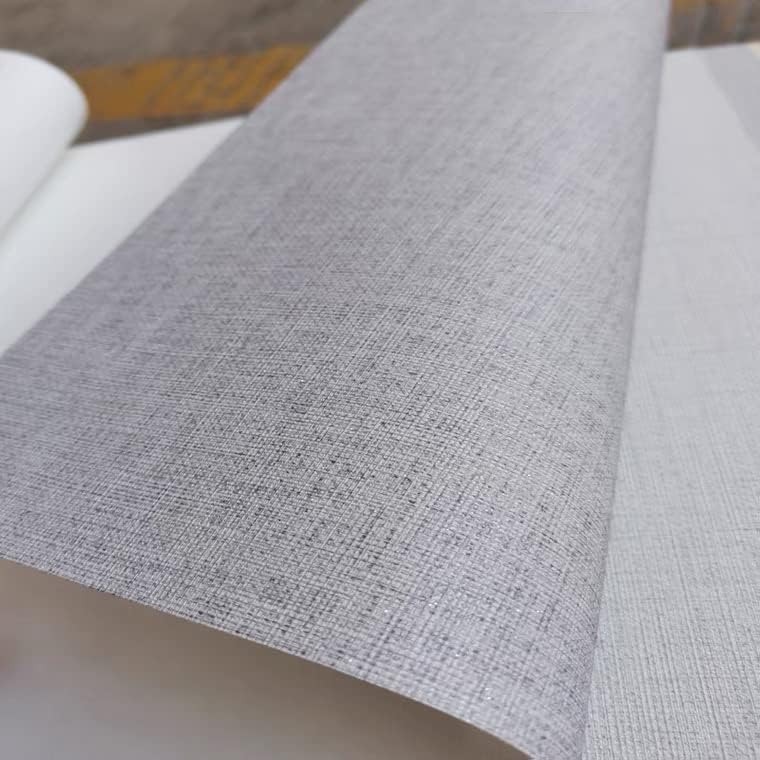 HELLKIT Fabric Peel and Stick Wallpaper Gray Faux Grasscloth Wall Paper Self-Adhesive 17.8â€ x 118â€ Linen Wallpapers Removable Wallpaper Embossed Textured Contact Paper Decoration Backsplash Countertop Liners - Image 3