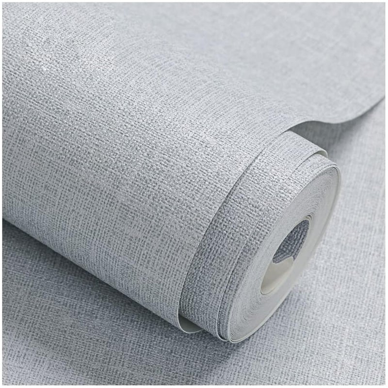HELLKIT Fabric Peel and Stick Wallpaper Gray Faux Grasscloth Wall Paper Self-Adhesive 17.8â€ x 118â€ Linen Wallpapers Removable Wallpaper Embossed Textured Contact Paper Decoration Backsplash Countertop Liners - Image 1