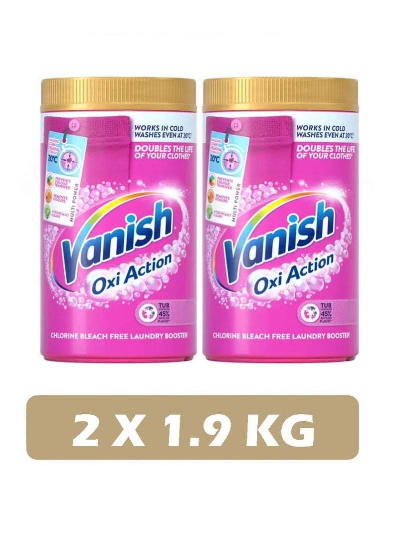 Vanish Multi Power Oxi Action Stain Remover Powder Carpet & Laundry Detergent 2 x 1.9 kg - Image 1