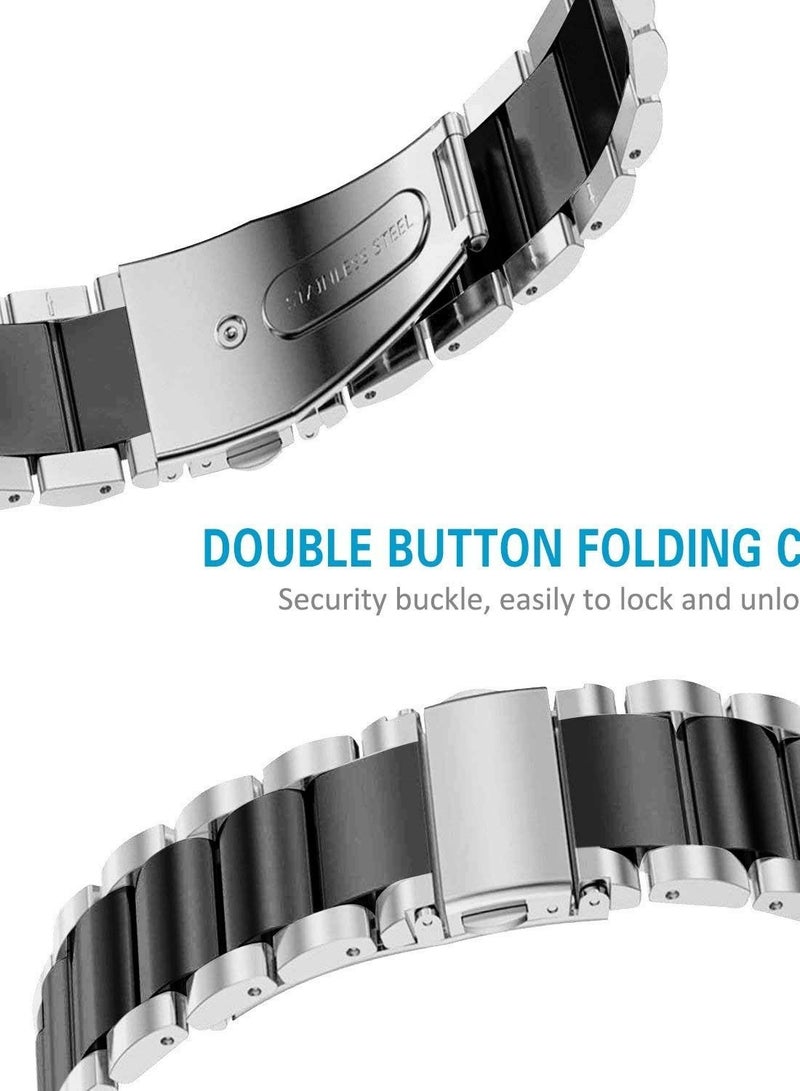 Captaintech Stainless Steel Strap for Fitbit Charge 4, for Fitbit Charge 3, for Fitbit Charge 3 SE, Smart Loop Watch Strap, Replaceable Metal Strap Wristband Accessories (Silver + Black) - Image 3