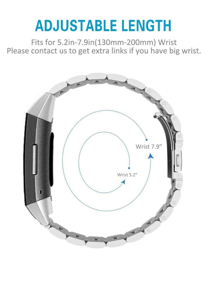 Captaintech Stainless Steel Strap for Fitbit Charge 4, for Fitbit Charge 3, for Fitbit Charge 3 SE, Smart Loop Watch Strap, Replaceable Metal Strap Wristband Accessories (Silver + Black) - Image 4
