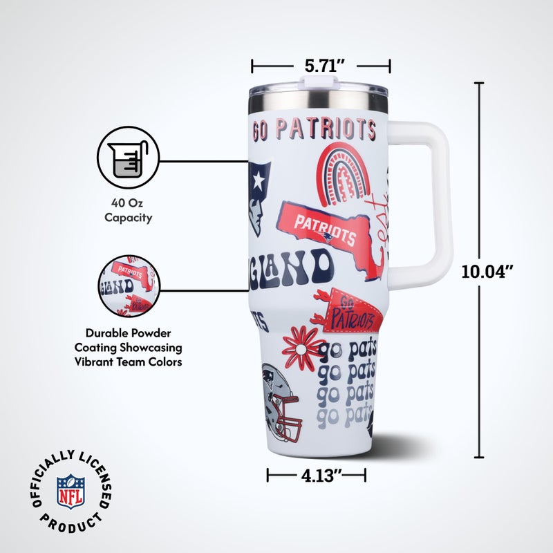 The Memory Company Officially Licensed 46oz Team Spirit Game Day Tumbler, New England Patriots - Image 2