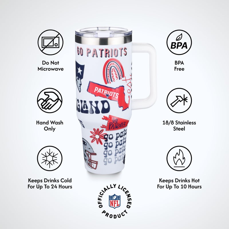 The Memory Company Officially Licensed 46oz Team Spirit Game Day Tumbler, New England Patriots - Image 4