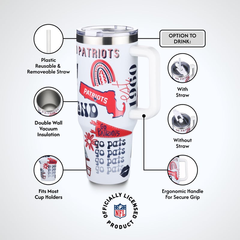 The Memory Company Officially Licensed 46oz Team Spirit Game Day Tumbler, New England Patriots - Image 3