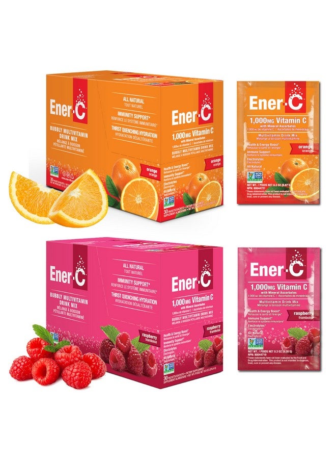 Ener-C مسحوق مشروب متعدد الفيتامينات بنكهة البرتقال والتوت - فيتامين C 1000 ملغ والإلكتروليتات مع عصير فواكه حقيقي - دعم طبيعي للطاقة والمناعة للنساء والرجال - خالي من الكائنات المعدلة وراثيًا ونباتي وخالي من الغلوتين - 60 حبة - Image 1
