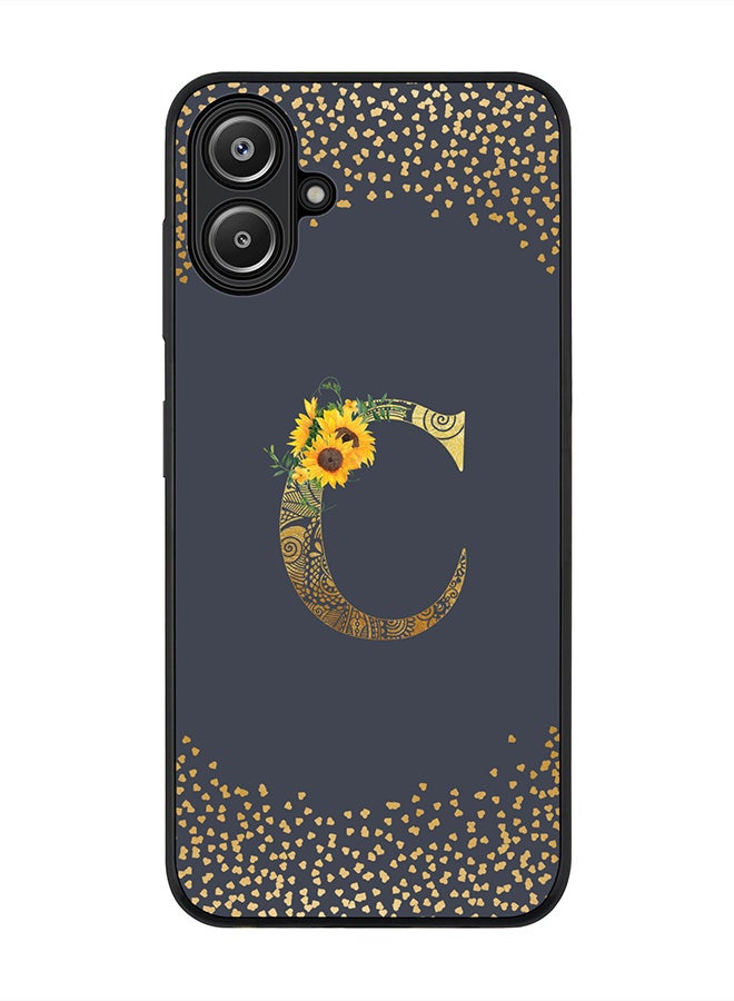 Stylizedd For Samsung Galaxy A06 Case,Slim fit Camera Protection, Shockproof Thin Phone cover - Custom Floral Monogram - C (Grey ) - Image 1