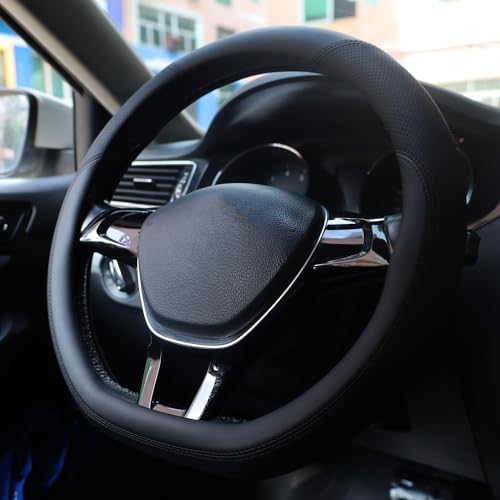 SZYUCHEN D-Shaped Steering Wheel Cover for Nissan Rogue Altima Sentra Maxima Pathfinder Kicks Versa SR SV Sport Flat Bottom Car Steering Wheel Accessories, 2025 Black 14 1/2"-15" - Image 3