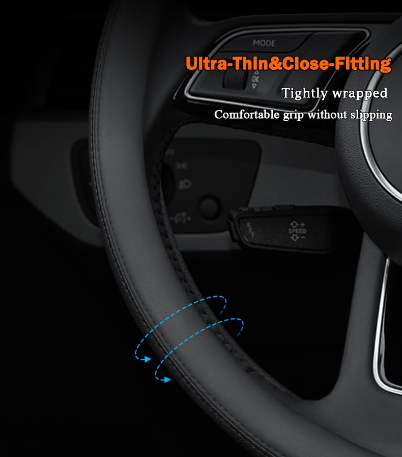 SZYUCHEN D-Shaped Steering Wheel Cover for Nissan Rogue Altima Sentra Maxima Pathfinder Kicks Versa SR SV Sport Flat Bottom Car Steering Wheel Accessories, 2025 Black 14 1/2"-15" - Image 5