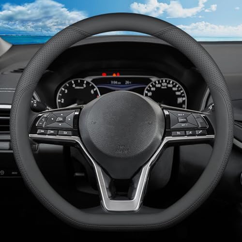 SZYUCHEN D-Shaped Steering Wheel Cover for Nissan Rogue Altima Sentra Maxima Pathfinder Kicks Versa SR SV Sport Flat Bottom Car Steering Wheel Accessories, 2025 Black 14 1/2"-15" - Image 1