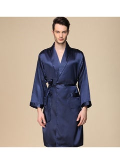 Loquat Printed Silk Robe Blue  - Image 1