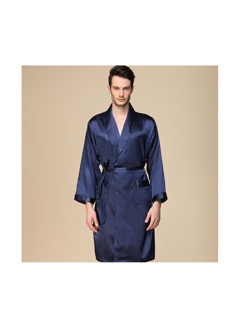 Loquat Printed Silk Robe Blue  - Image 2