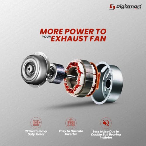 DIGISMART Fresh Air 225 MM Powerful Exhaust Fan| Air Suction for Kitchen & Bathroom| Less Noise, Clean Air| 22W Motors| Ventilation Fan come with 1 Year Warranty | Pack of 1 - Image 5