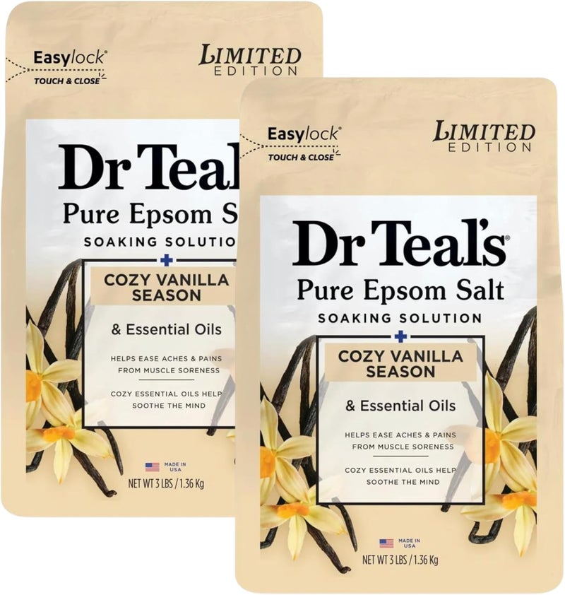 Dr Teal's Dr Teals Warm Autumn Comfort Pure Epsom Salt Soak 3 lbs  2Pack of Limited Edition Seasonal Scent Cozy Vanilla 