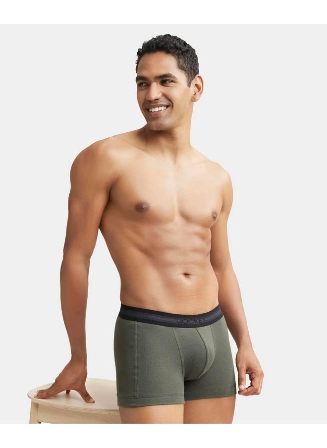 JOCKEY - Jockey Men's Super Combed Cotton Rib Solid Trunk with Stay Fresh Properties (Pack of 2)_Style_1015_Deep Olive_L - Image 1