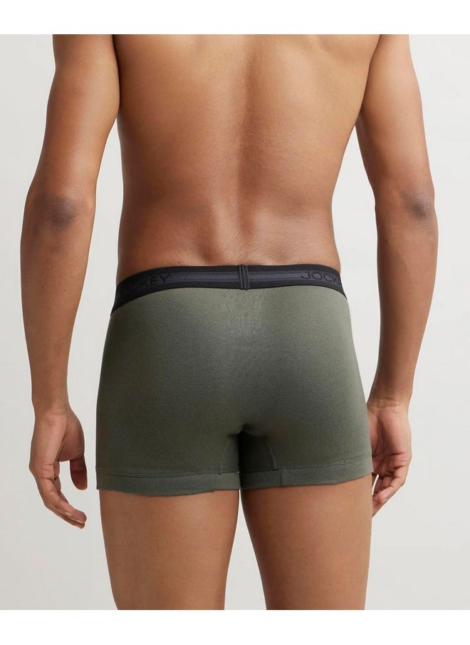 JOCKEY - Jockey Men's Super Combed Cotton Rib Solid Trunk with Stay Fresh Properties (Pack of 2)_Style_1015_Deep Olive_L - Image 1