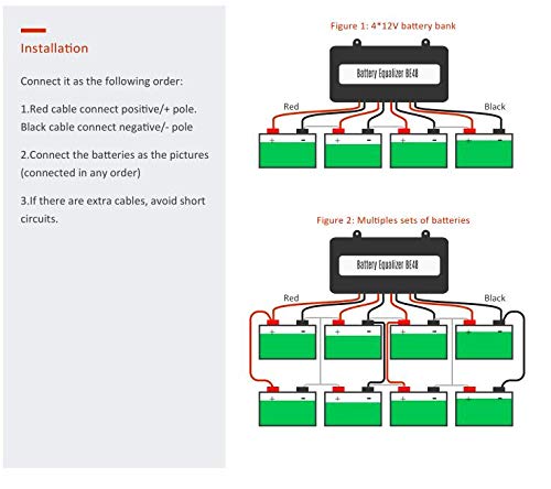 Fdit Battery Equalizer 48V Battery Voltage Balancer Max 4 × 12V Battery Bank Solar System Battery Balancer Equalizer for -Acid Batteries Charger - Image 3