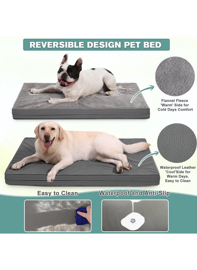 Vonabem - Waterproof Dog Beds Large Medium Sized Dogs, Washable Dog Bed With Removable Cover, Orthopedic Foam Pet Bed,Dog Crate Bed Mattress, AntiSlip Kennel Pad 36 Inch, 35"X22", Gray - Image 1