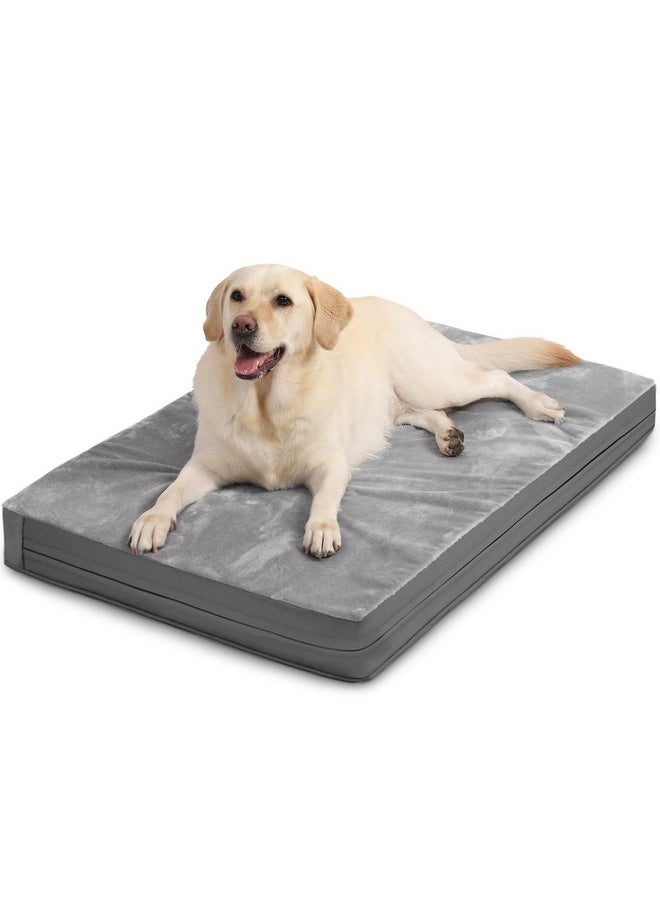 Vonabem - Waterproof Dog Beds Large Medium Sized Dogs, Washable Dog Bed With Removable Cover, Orthopedic Foam Pet Bed,Dog Crate Bed Mattress, AntiSlip Kennel Pad 36 Inch, 35"X22", Gray - Image 1