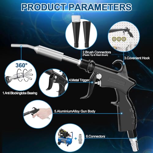 PARAROSE Detailing Car Cleaning Gun Interior Dryer Air Blow Gun High Pressure Blower Gun Car Detailing Tools for Quickly Blowing Out Dirt and DustWorking with Air - Image 3