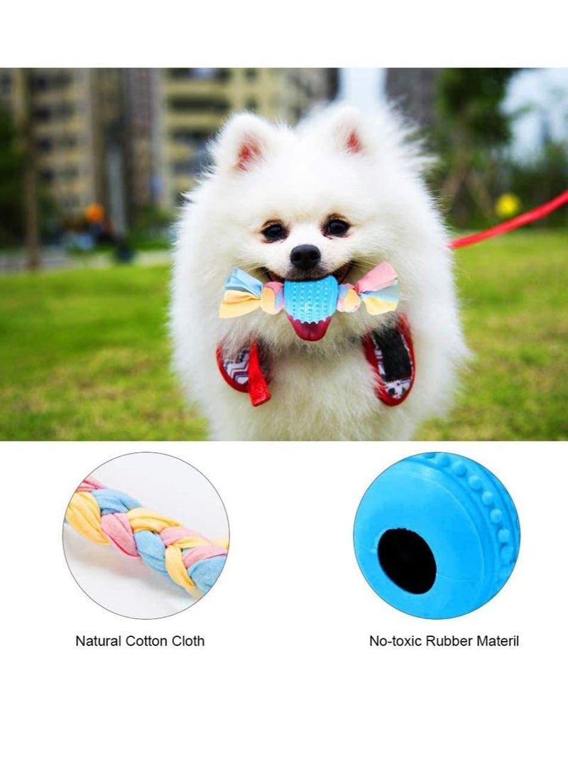 SYOSI Dog Chewing Toys for Puppies 4 Packages Chew Rope Ball Frisbee Durable Small to Medium Interactive Games Natural Rubber  - Image 2