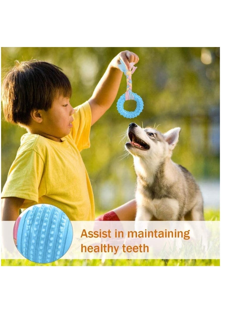 SYOSI Dog Chewing Toys for Puppies 4 Packages Chew Rope Ball Frisbee Durable Small to Medium Interactive Games Natural Rubber  - Image 5