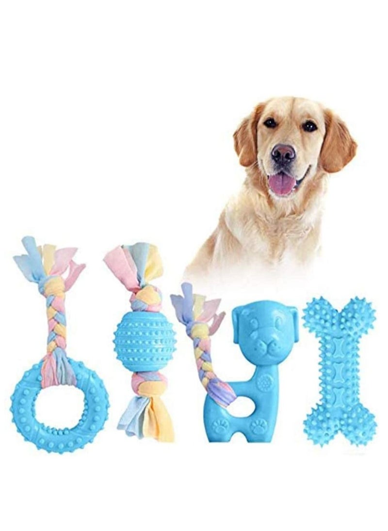 SYOSI Dog Chewing Toys for Puppies 4 Packages Chew Rope Ball Frisbee Durable Small to Medium Interactive Games Natural Rubber  - Image 1