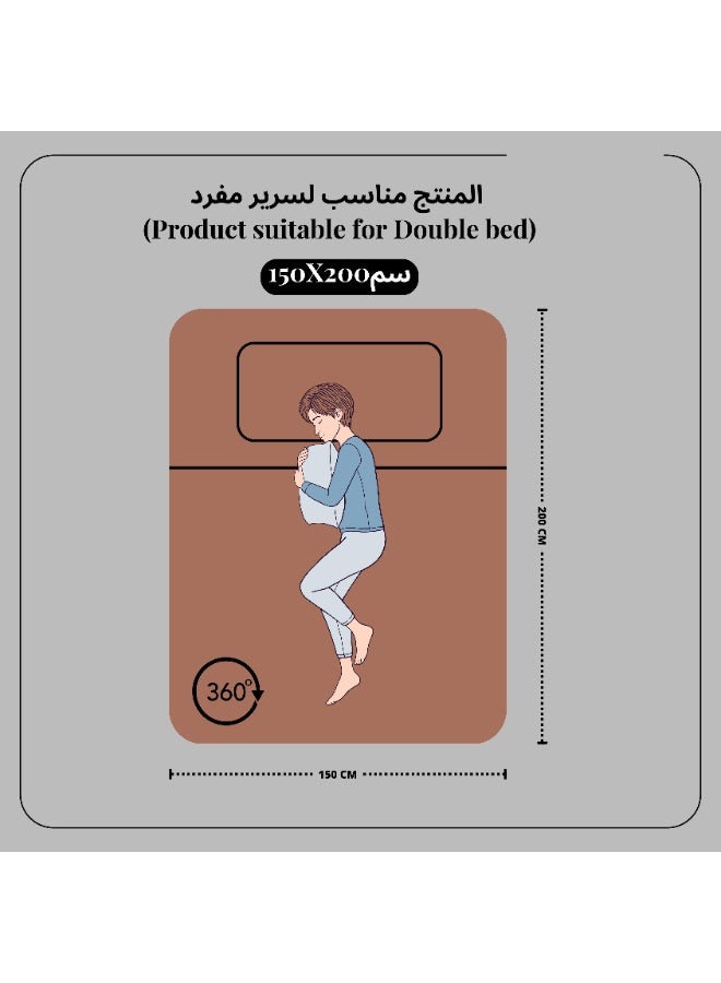 قطني طقم ملاءات ميكروفايبر مزدوجة مكون من 3 قطع – رمادي غامق – مخطط 150 × 200 سم مع مطاط كامل و2 غطاء وسادة - Image 3
