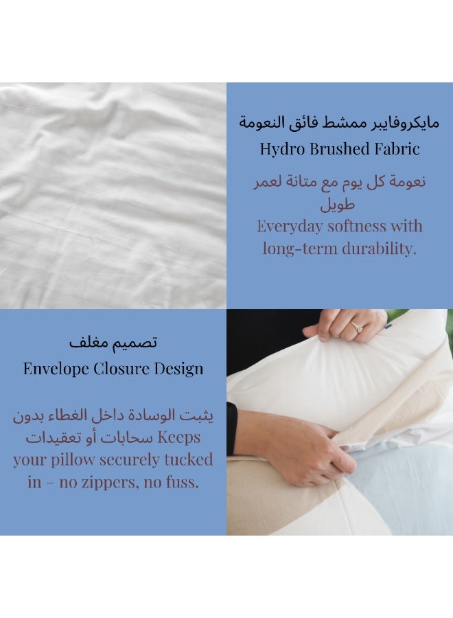 قطني طقم ملاءات ميكروفايبر مزدوجة مكون من 3 قطع – رمادي غامق – مخطط 150 × 200 سم مع مطاط كامل و2 غطاء وسادة - Image 4