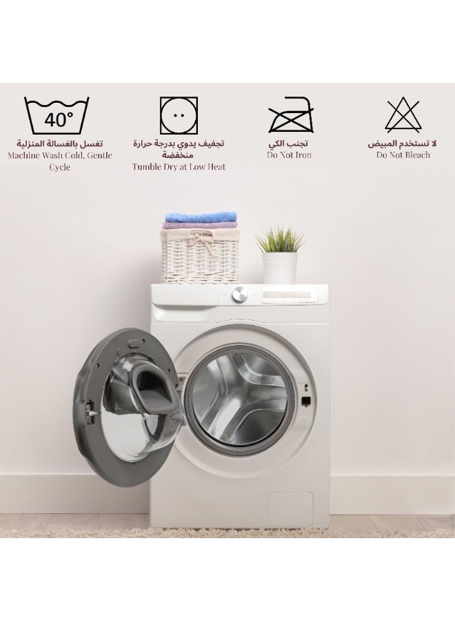 قطني طقم ملاءات ميكروفايبر مزدوجة مكون من 3 قطع – رمادي غامق – مخطط 150 × 200 سم مع مطاط كامل و2 غطاء وسادة - Image 5