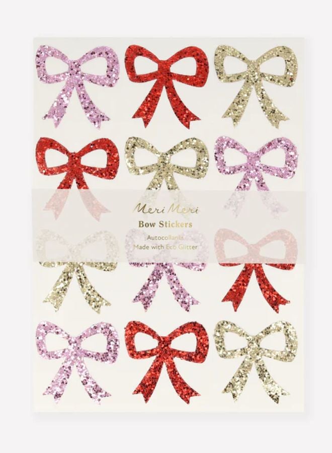 Meri Meri Eco Glitter Bow Stickers - Image 1