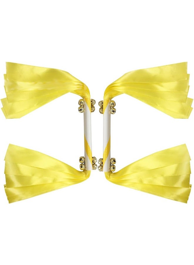 2PCS Party Noise Makers Spirit Sticks Cheerleading with Bells Ribbons for Wedding Engagement New Year Birthday Ceremony Sports Dance Music Cheer Sitck - Image 1