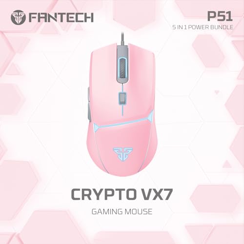 FANTECH Wired Gaming Keyboard and Mouse Set, Over-Ear Headphone and Headset Stand, Gaming Mouse Pad Wired RGB Rainbow Mice, PC Beginner Gamer Basic 5 in-1 for,PC,Laptop,Xbox Pink - Image 3