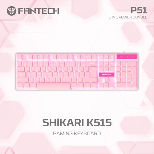 FANTECH Wired Gaming Keyboard and Mouse Set, Over-Ear Headphone and Headset Stand, Gaming Mouse Pad Wired RGB Rainbow Mice, PC Beginner Gamer Basic 5 in-1 for,PC,Laptop,Xbox Pink - Image 2
