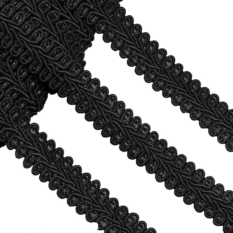 Jutom Gimp Braid Trim 12 Inch 20 Yard Polyester Woven Braid Trim Decorative Gimp for Costume DIY Crafts Sewing Curtain Slipcover Decoration Jewelry Making Costume AccessoriesBlack