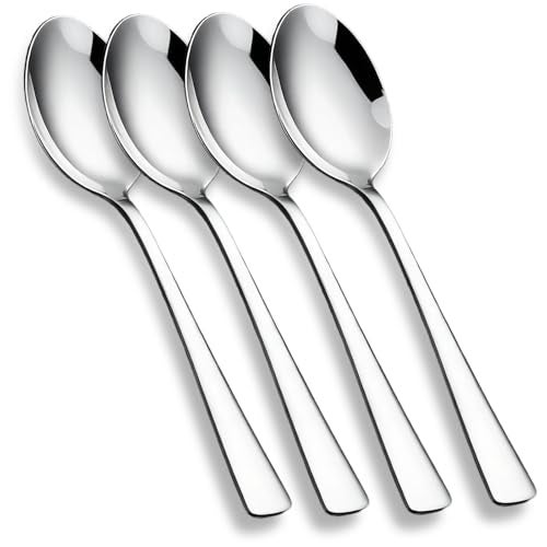 LANGMINGDE 4-Piece Soup Spoons Set, 8.26" Stainless Steel Large Dinner Spoon with 5.5" Long Handle for Soup, Cereal, Dessert, Serving, Dishwasher Safe - Image 1