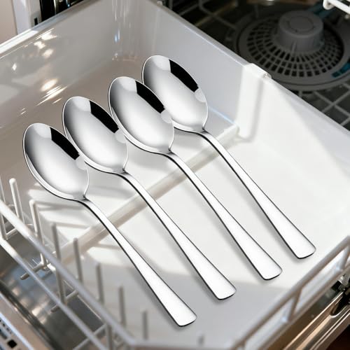 LANGMINGDE 4-Piece Soup Spoons Set, 8.26" Stainless Steel Large Dinner Spoon with 5.5" Long Handle for Soup, Cereal, Dessert, Serving, Dishwasher Safe - Image 5